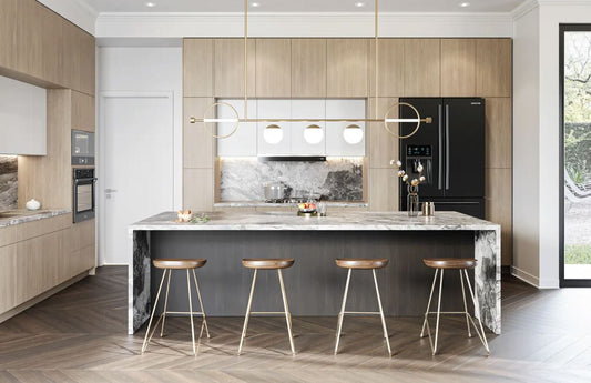 Fabuwood Kitchen with island - Allure Galaxy Horizon - DirectCabinets.com