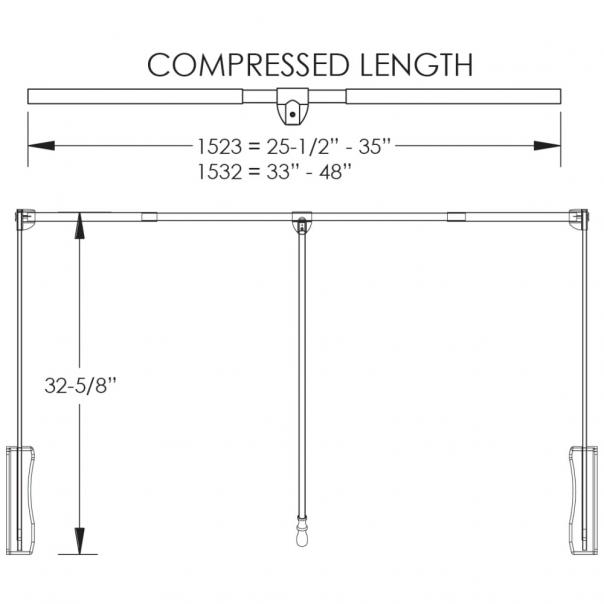 Wardrobe Lift for 25-.5"-48" Openings