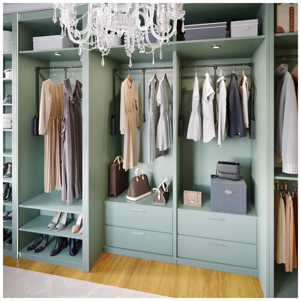 Soft-close Wardrobe Lift for 25.5"-48" Openings