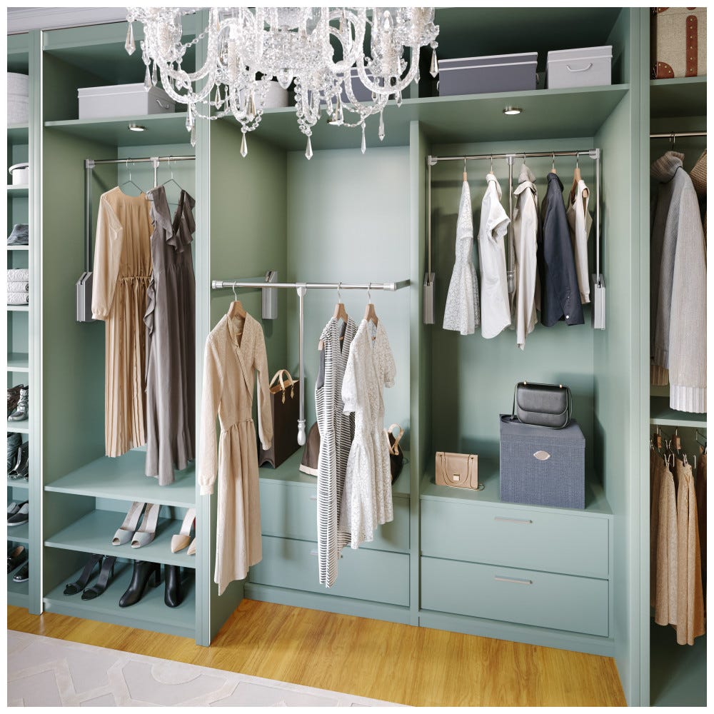 Soft-close Wardrobe Lift for 25.5"-48" Openings