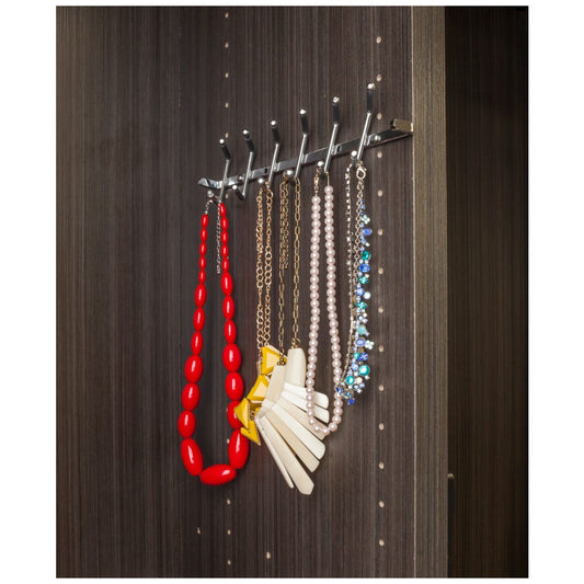 Fixed hook rack to hold scarves, ties, belts and jewelry