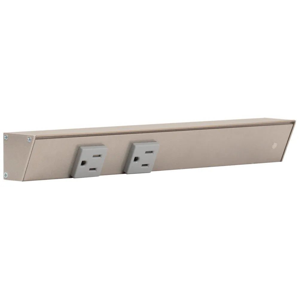 Slim Angle Under Cabinet Outlet Power Strip | Satin Nickel Finish