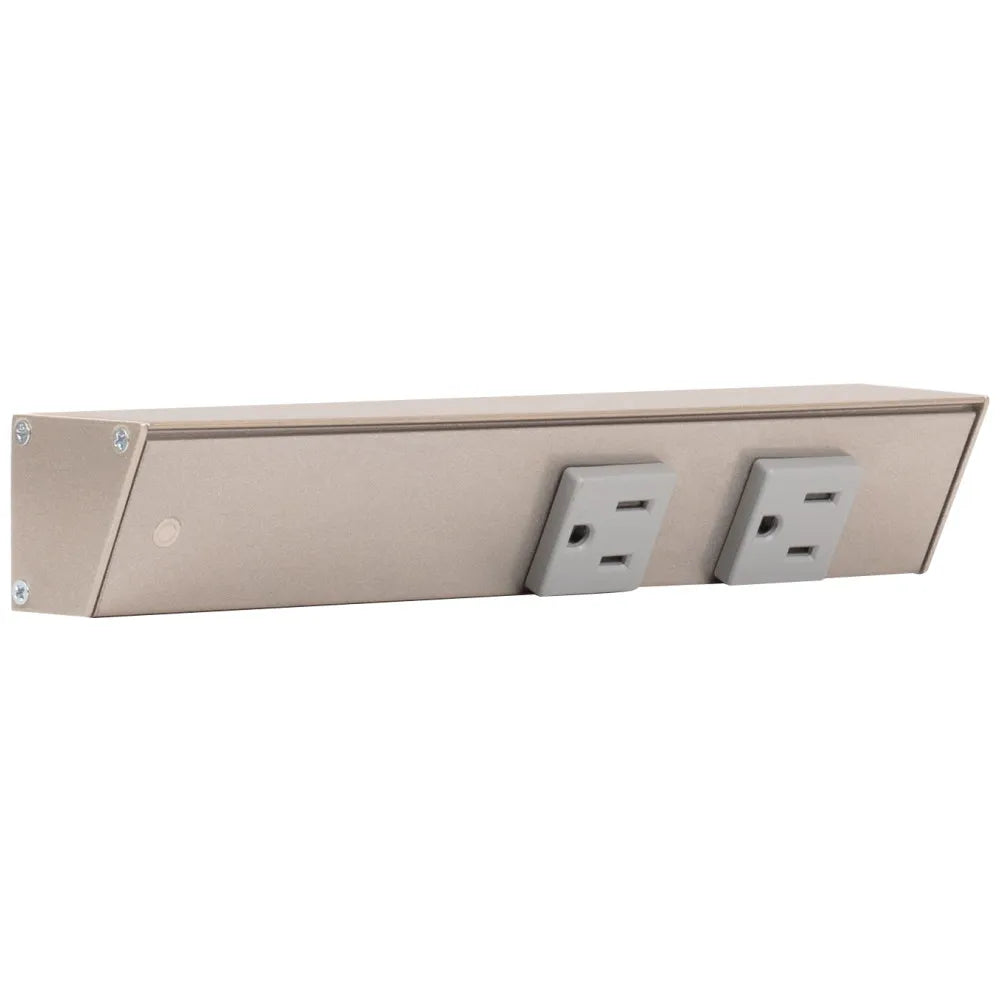 Slim Angle Under Cabinet Outlet Power Strip | Satin Nickel Finish