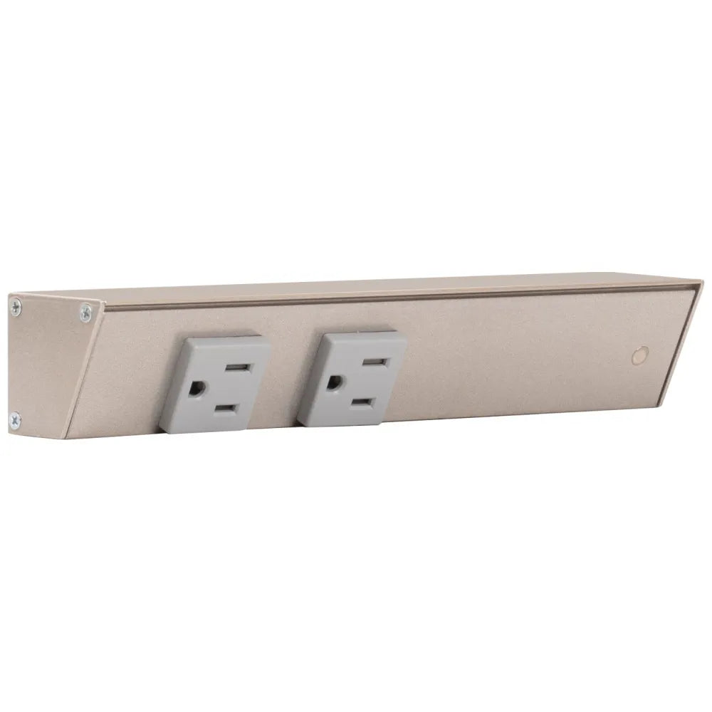 Slim Angle Under Cabinet Outlet Power Strip | Satin Nickel Finish