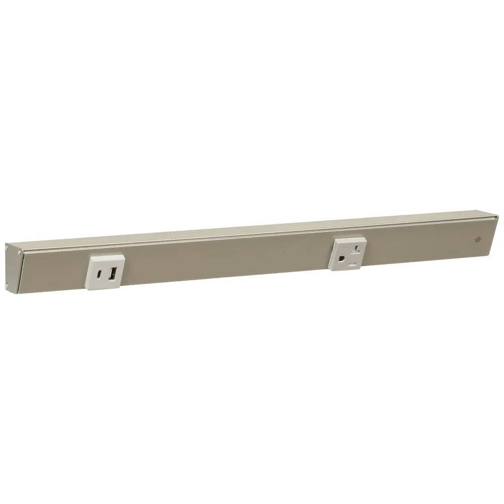 Under Cabinet Power Strip with USB Port & Outlets | Satin Nickel Finish