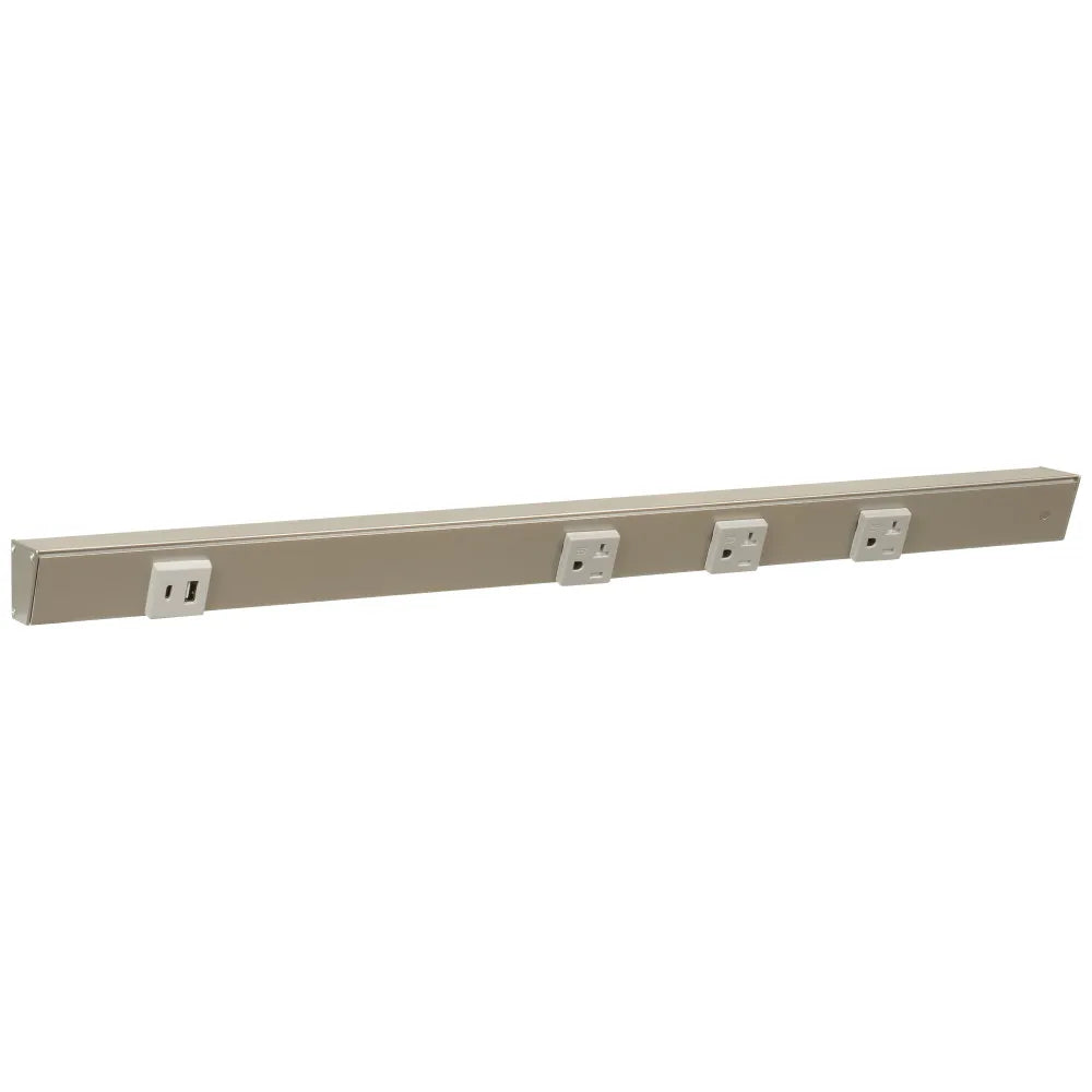 Under Cabinet Power Strip with USB Port & Outlets | Satin Nickel Finish
