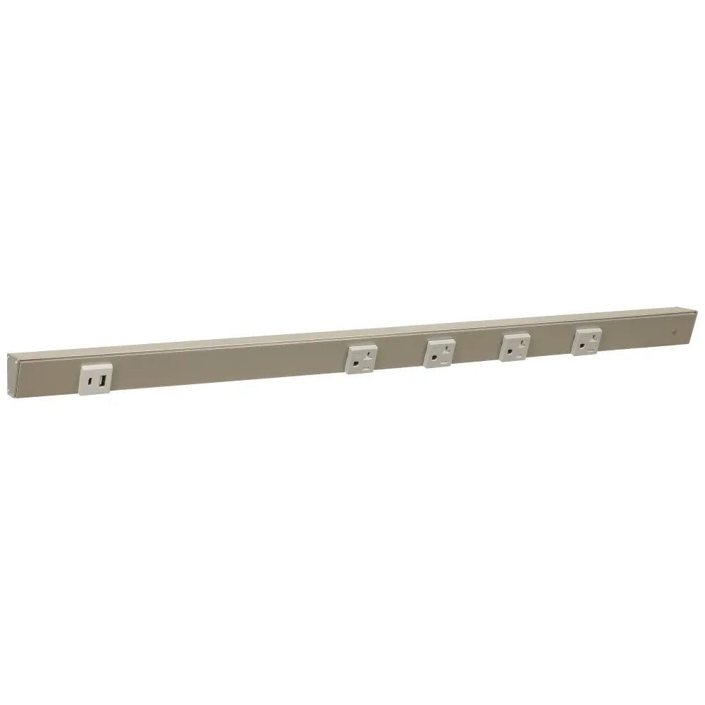 Under Cabinet Power Strip with USB Port & Outlets | Satin Nickel Finish