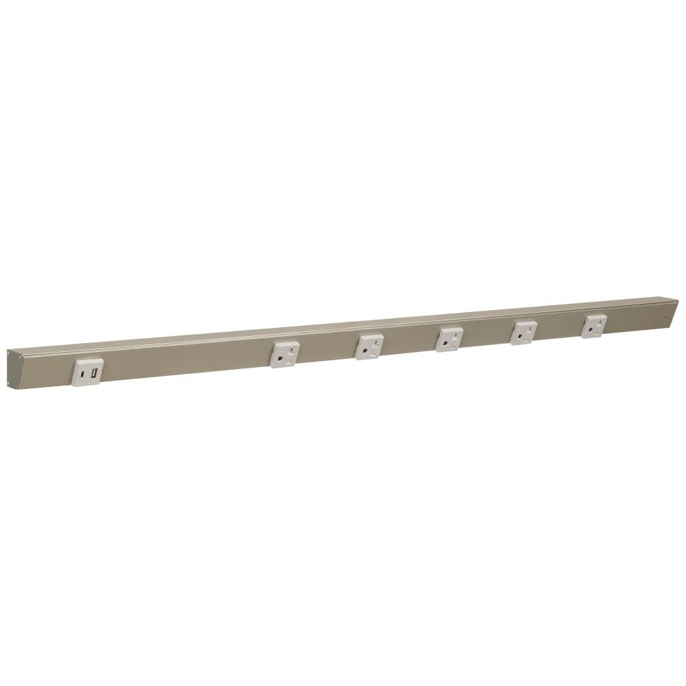 Under Cabinet Power Strip with USB Port & Outlets | Satin Nickel Finish