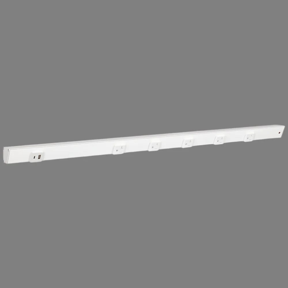 Under Cabinet Power Strip with USB Port & Outlets | White Finish