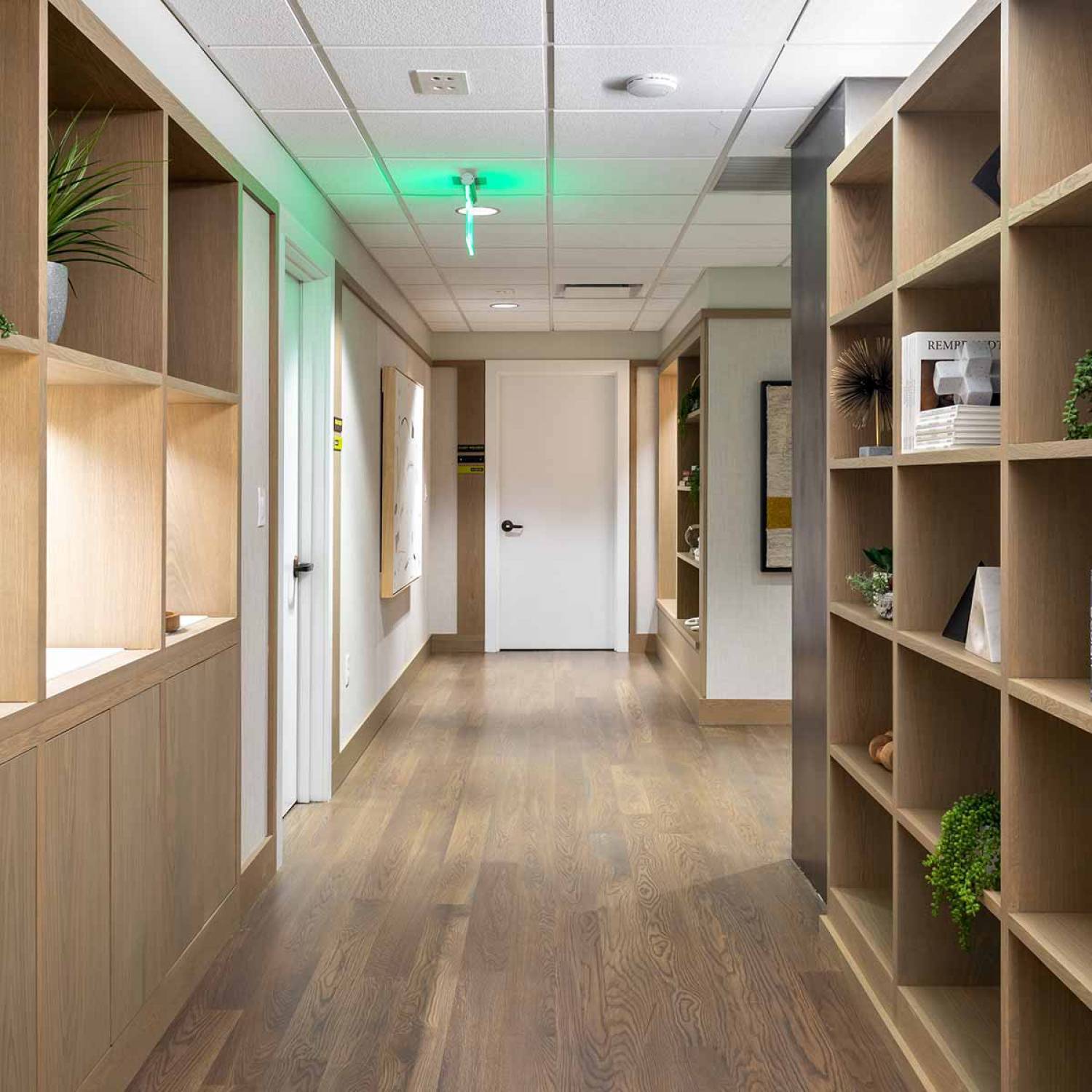 Custom White Oak Bookshelves for Commercial Therapy Clinic