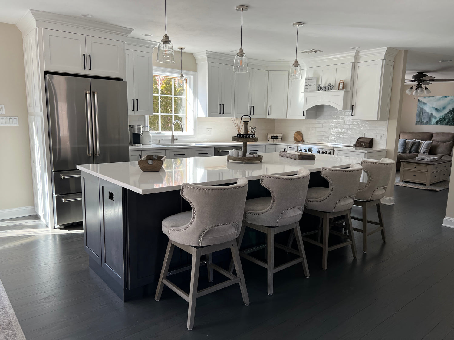 Fabuwood Galaxy Frost and Galaxy Cobblestone two toned kitchen by DirectCabinets.com