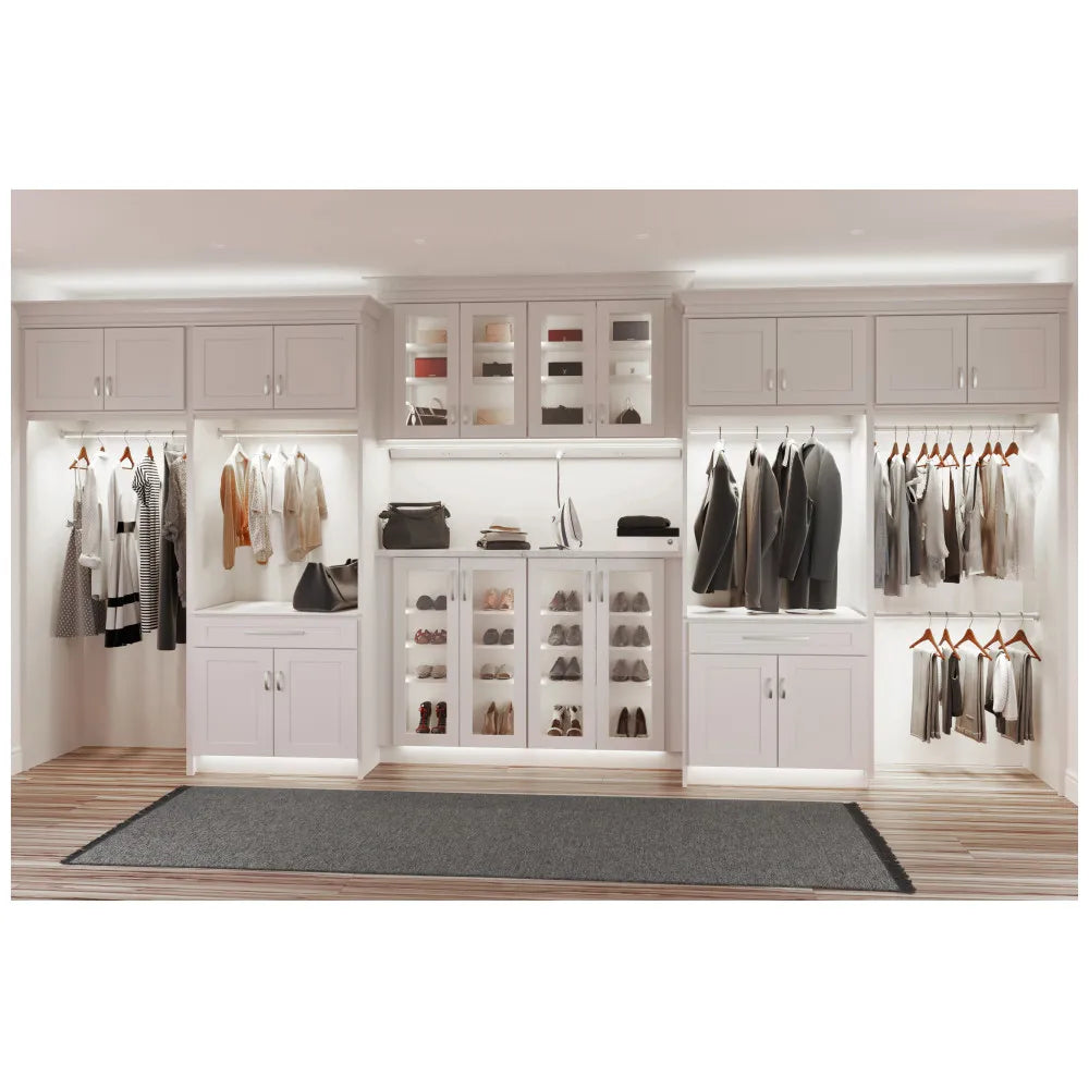 Closet Rod with Integrated LED Light in White