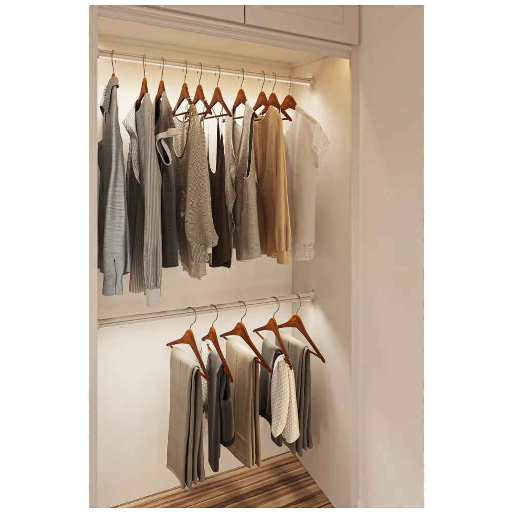 Closet Rod with Integrated LED Light in Black