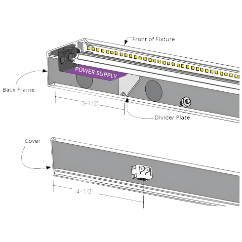 Lighted Under Cabinet Power Strip in Satin Nickel | Remote Power Supply