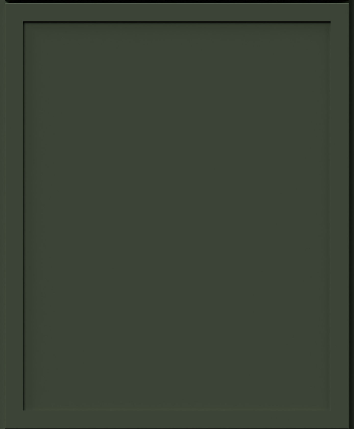 Fabuwood Luna Hunter Green small sample door. small shaker cabinet door style with a dark hunter green painted finish.