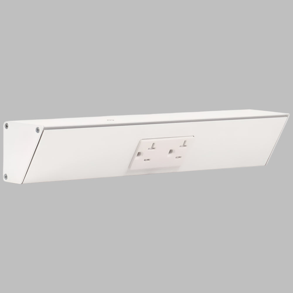 Tamper Resistant Angle Under Cabinet Outlet Power Strip | White Finish