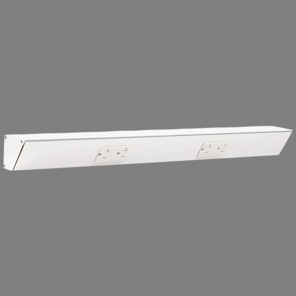 Tamper Resistant Angle Under Cabinet Outlet Power Strip | White Finish