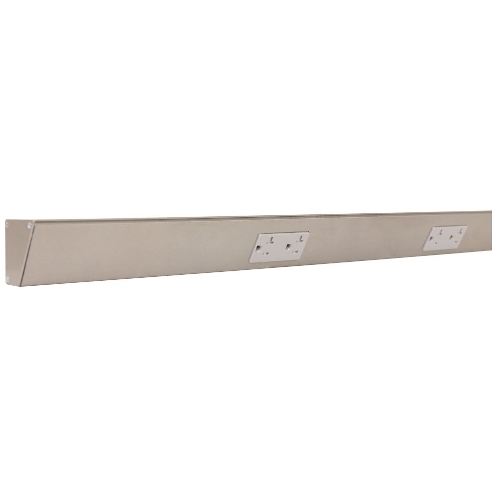 Tamper Resistant Angle Under Cabinet Outlet Power Strip | Satin Nickel Finish