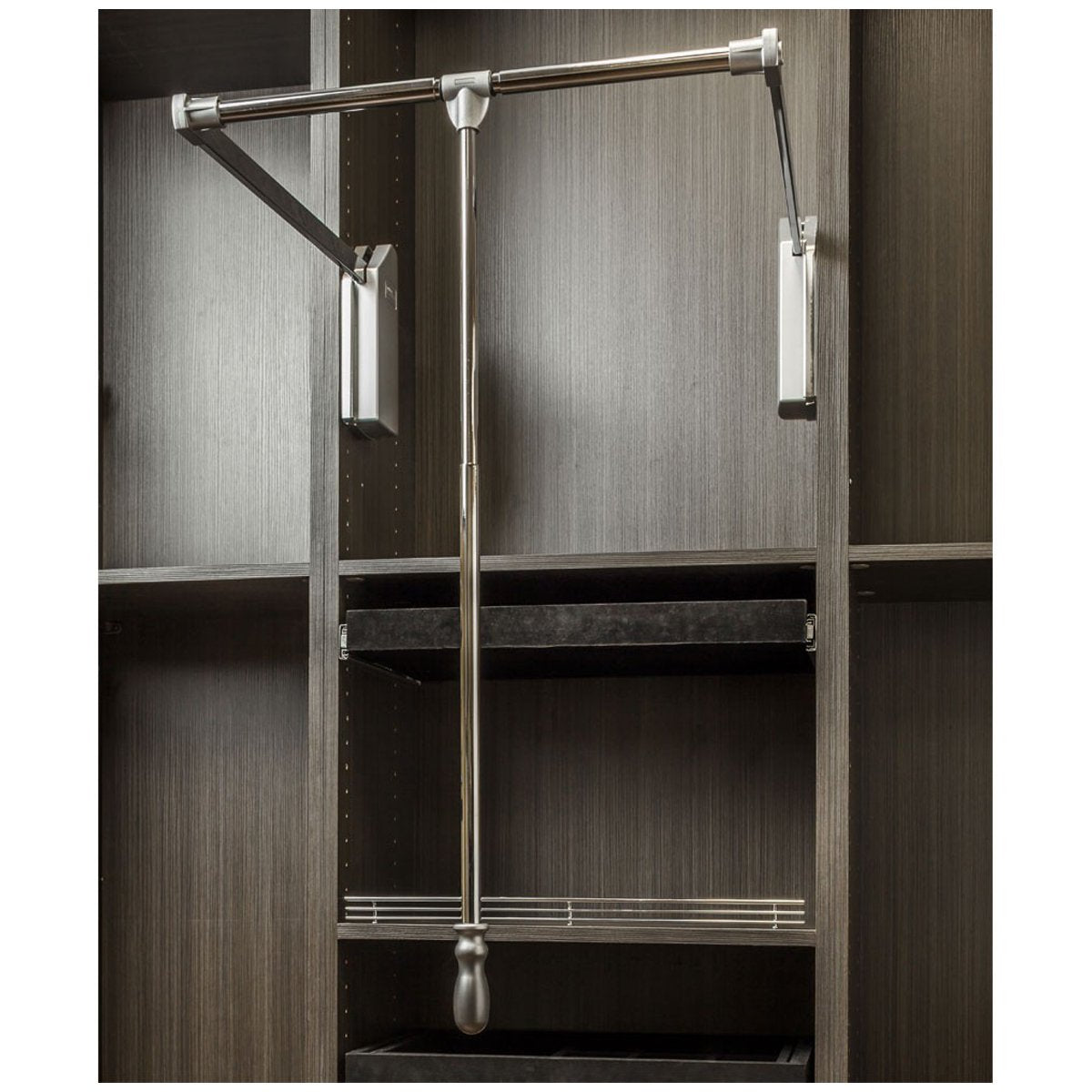 Hardware Resources Polished Chrome Soft-close Expanding Wardrobe Lift-DirectCabinets.com
