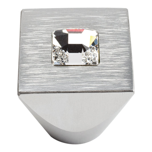 Centered Swarovski Crystal Square Knob-DirectCabinets.com