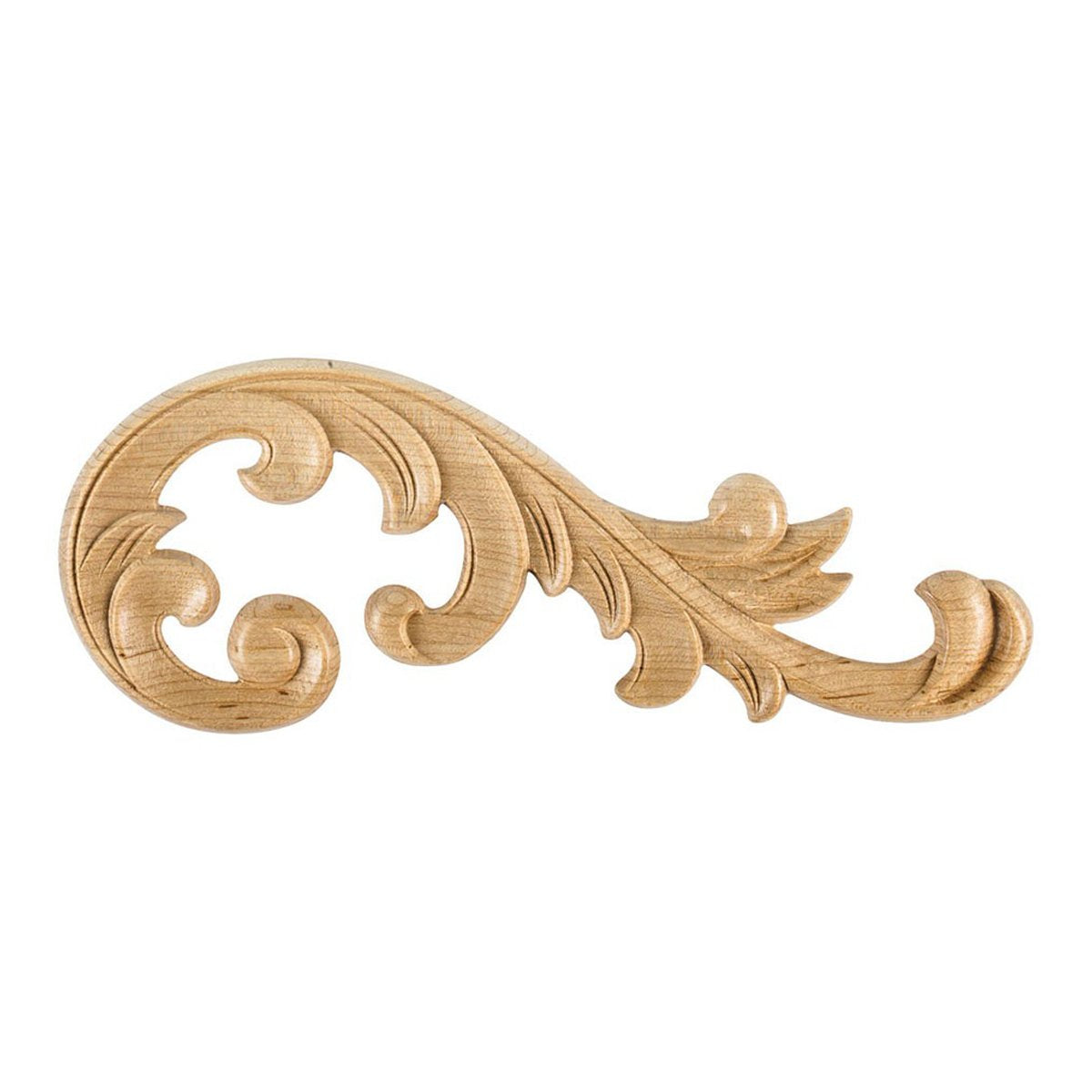 Hardware Resources 10-5/8" x 1/4" x 4" Hard Maple Acanthus Applique-DirectCabinets.com