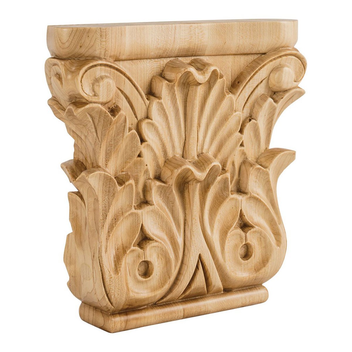 Hardware Resources 8" x 8" x 1-3/4" Rubberwood Acanthus Traditional Capital-DirectCabinets.com