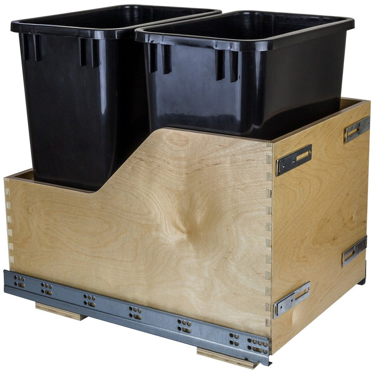 Hardware Resources Preassembled 35 Quart Double Pullout Waste Container System-DirectCabinets.com