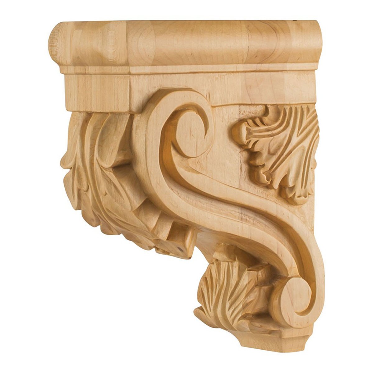 Hardware Resources 3" x 6" x 8" Rubberwood Acanthus Bar Bracket-DirectCabinets.com