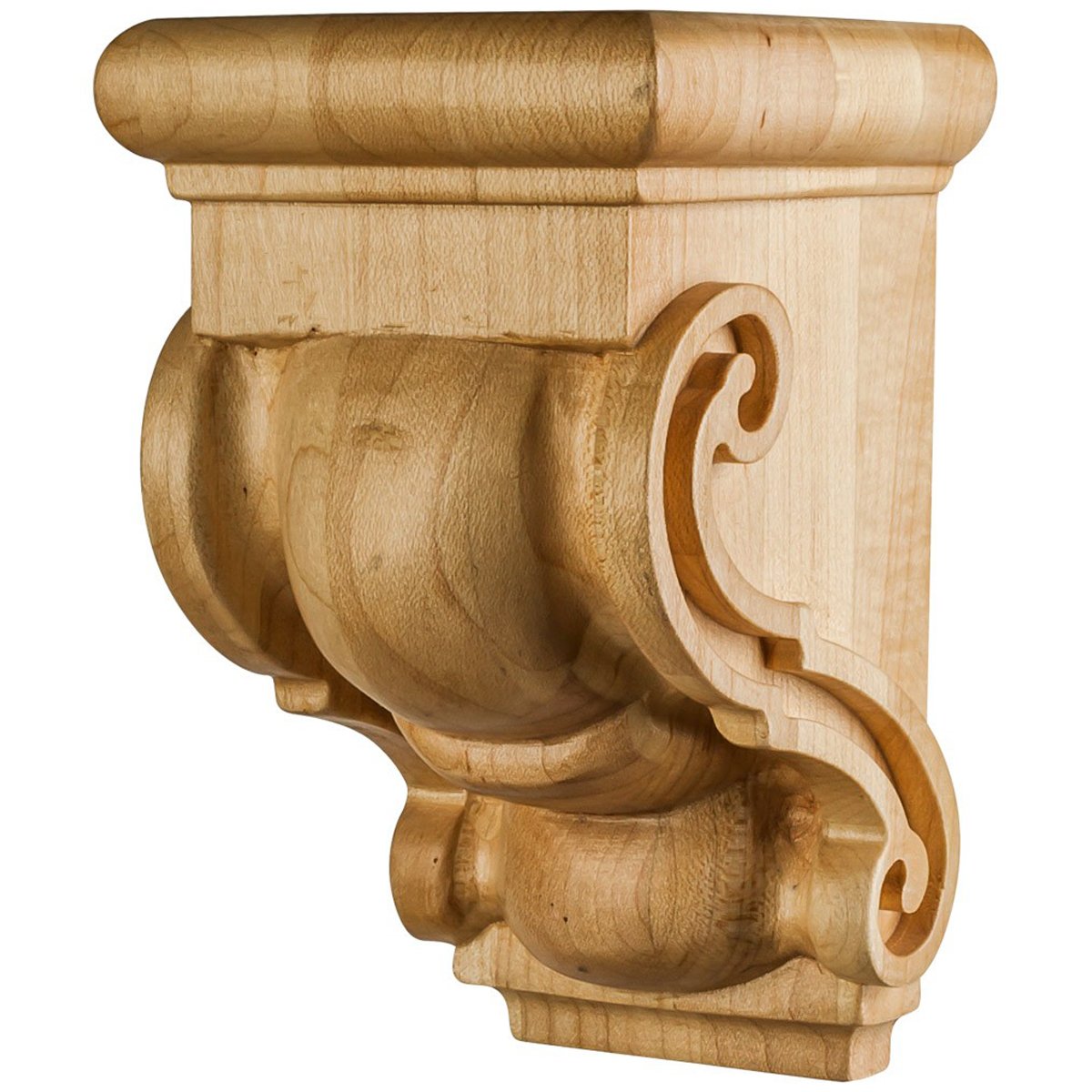 Hardware Resources 3" x 3" x 5" Rubberwood Scrolled Bar Bracket-DirectCabinets.com