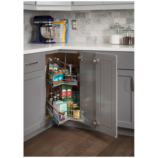 Hardware Resources 30" Diameter "Easy 360 Susan" Chrome Wire Corner Organizer-DirectCabinets.com