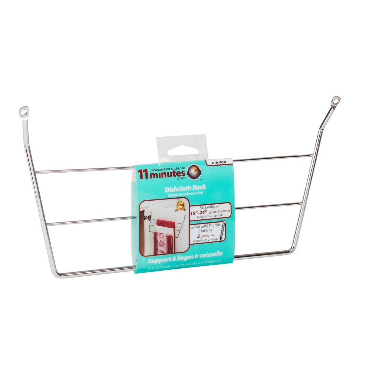 Hardware Resources Polished Chrome Door Mount 3-Tier Dishcloth Rack-DirectCabinets.com