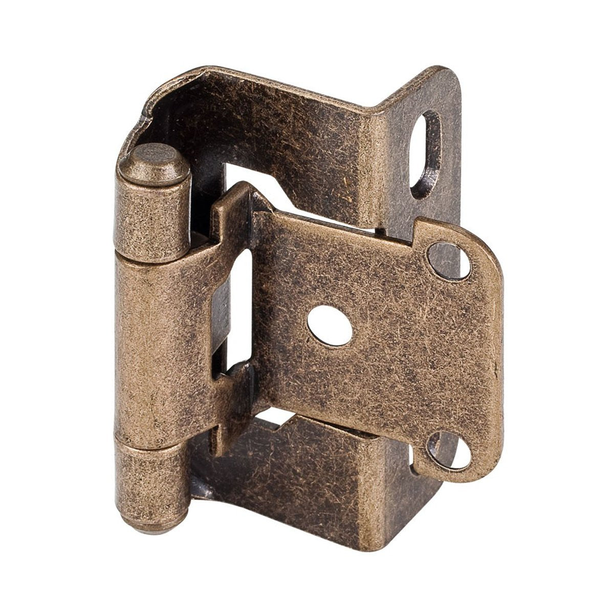 Hardware Resources 1/2" Overlay Self-closing Partial Wrap 2 Hole Hinge in Burnished Brass-DirectCabinets.com