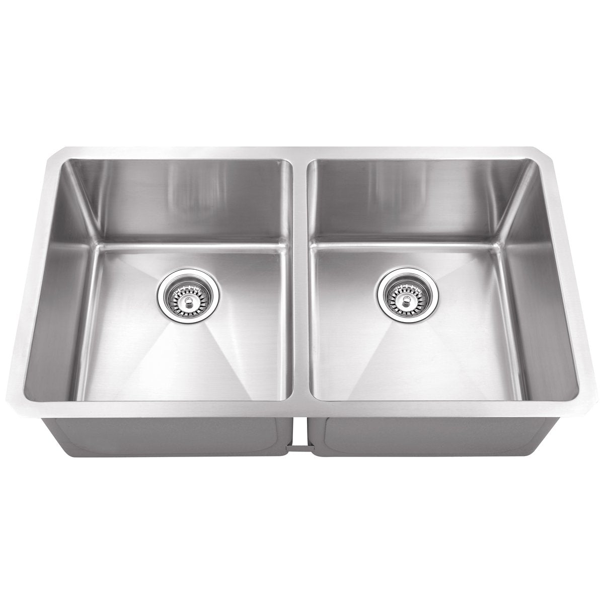 Hardware Resources Stainless Steel 16 Gauge Fabricated Kitchen Sink with Two Equal Bowls-DirectCabinets.com