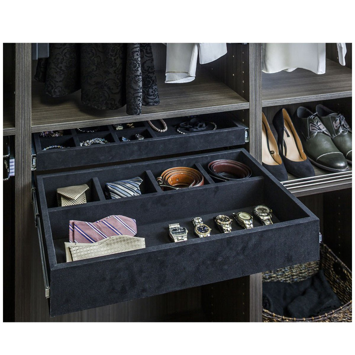 Hardware Resources 5 Compartment Felt Accessory Tray Finish: Black