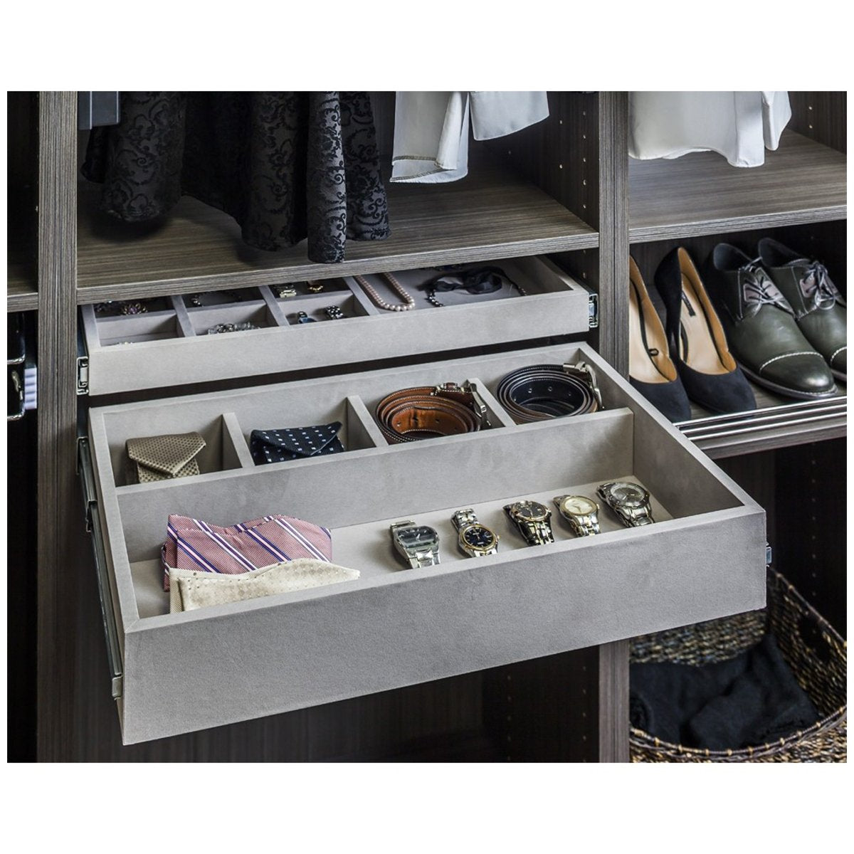 Hardware Resources 5 Compartment Felt Jewelry Organizer Drawer Kit-DirectCabinets.com