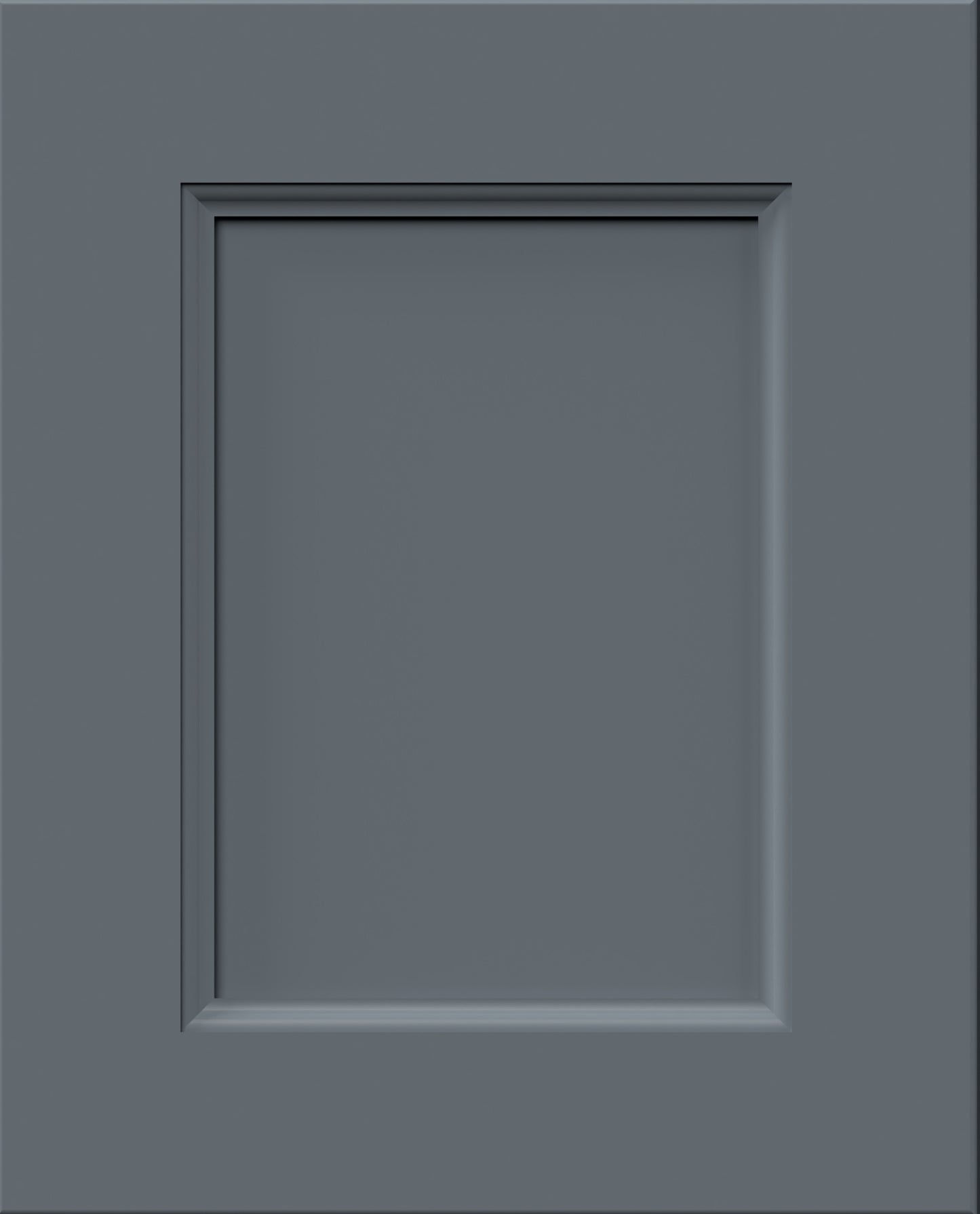 Nexus denim blue small sample door. Recessed cabinet door with an inner detail in a powdery light blue painted finish.