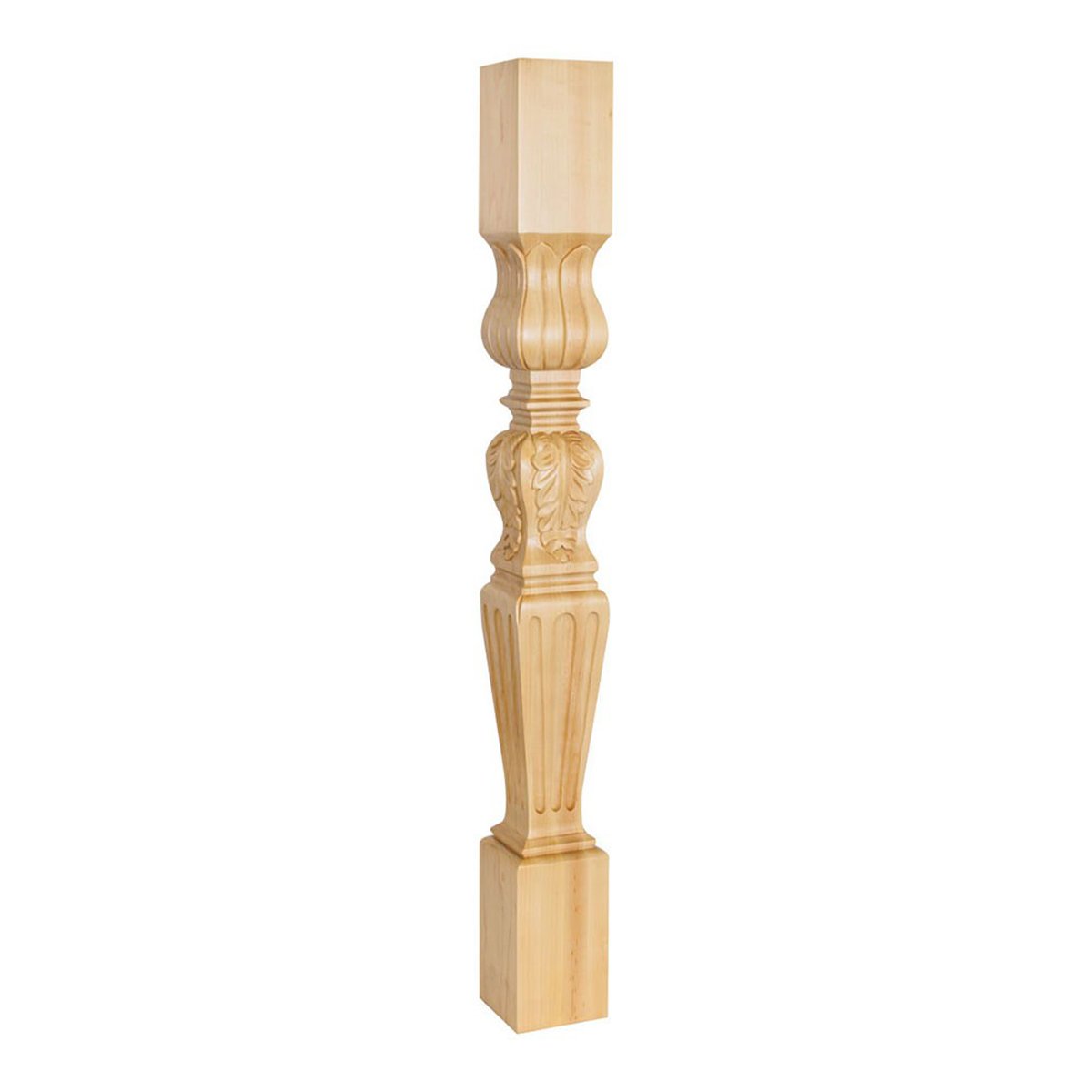 Hardware Resources 3-3/4" x 3-3/4" x 35-1/2" Hard Maple Acanthus / Fluted Post-DirectCabinets.com