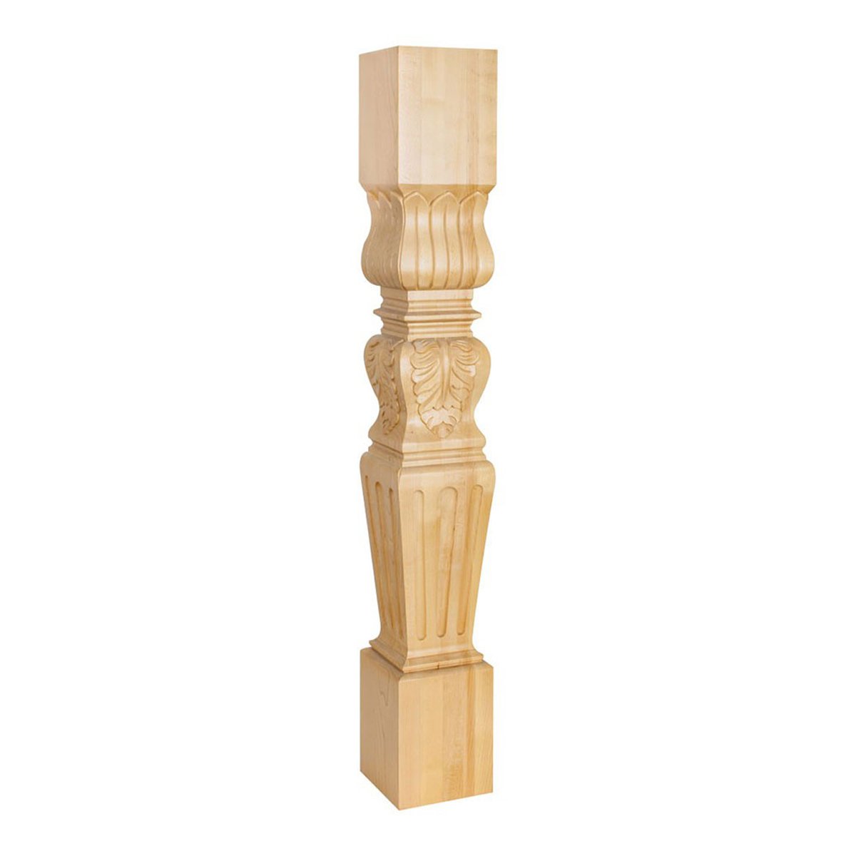 Hardware Resources 5" x 5" x 35-1/2" Hard Maple Acanthus / Fluted Post-DirectCabinets.com