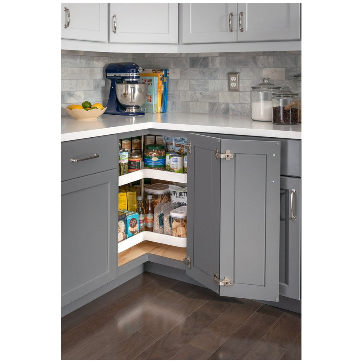 Hardware Resources Kidney Plastic Lazy Susan Set with Twist and Lock Pole-DirectCabinets.com