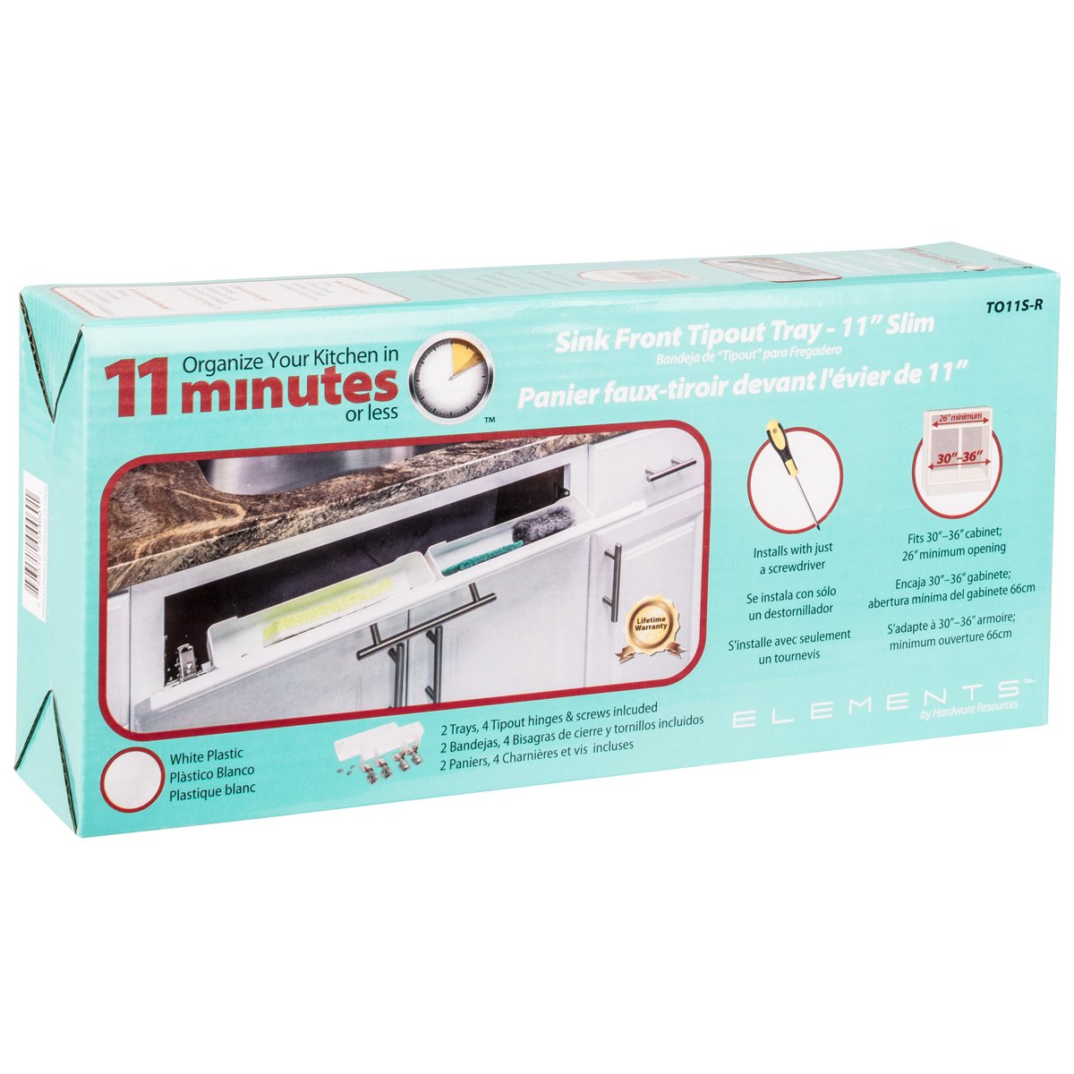 11" Slim Depth Plastic Tip-Out Tray Kit for Sink Front-DirectCabinets.com