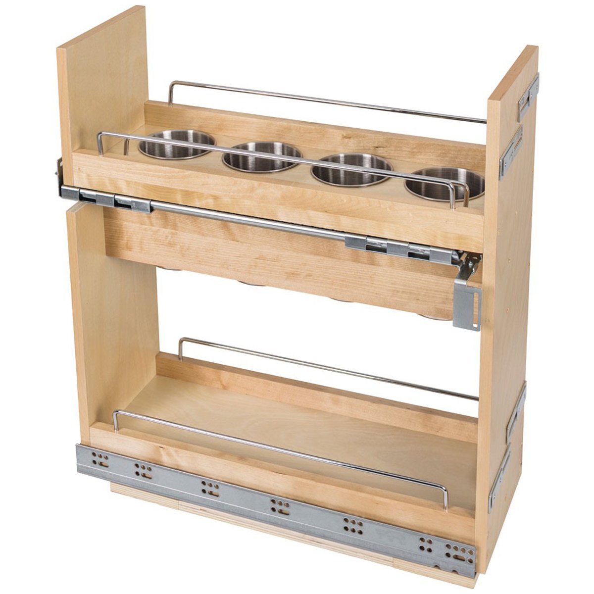 Hardware Resources 8 Inch "No Wiggle" Utensil Bin Base Cabinet Pullout Built on Premium Soft-close Slides-DirectCabinets.com