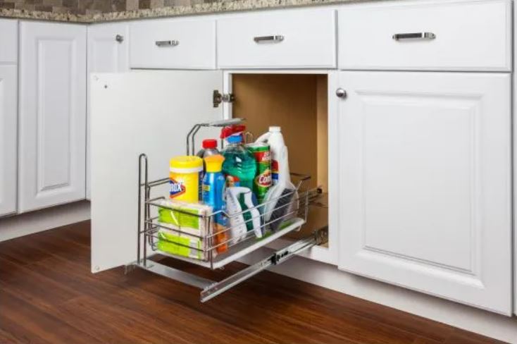 Cleaning Supply Caddy Pullout with Handle-DirectCabinets.com