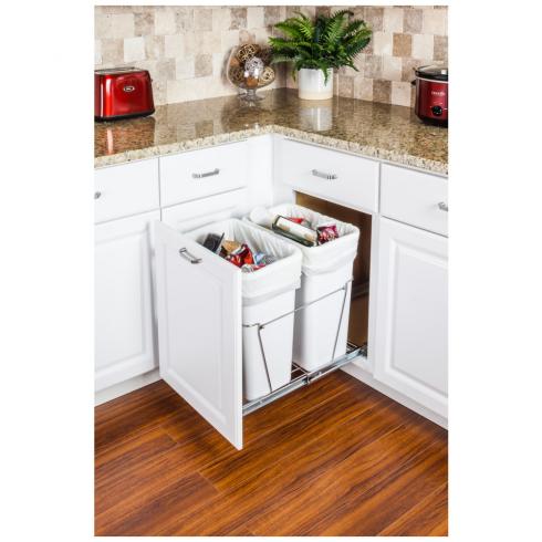 Pull Out Trash Can Under Cabinet 20 Quart + 10 Quart Under Sink Trash Can  Double