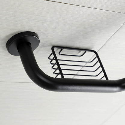 Meridian 10" x 12" Angled Grab Bar with Soap Dish in Matte Black