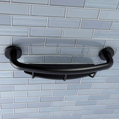 Meridian 18" Stainless Steel Grab Bar with Shelf in Matte Black