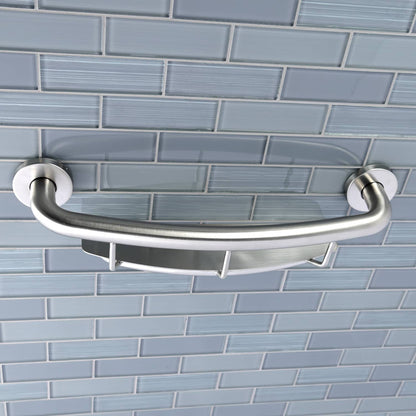 Meridian 18" Stainless Steel Grab Bar with Shelf in Brushed Nickel