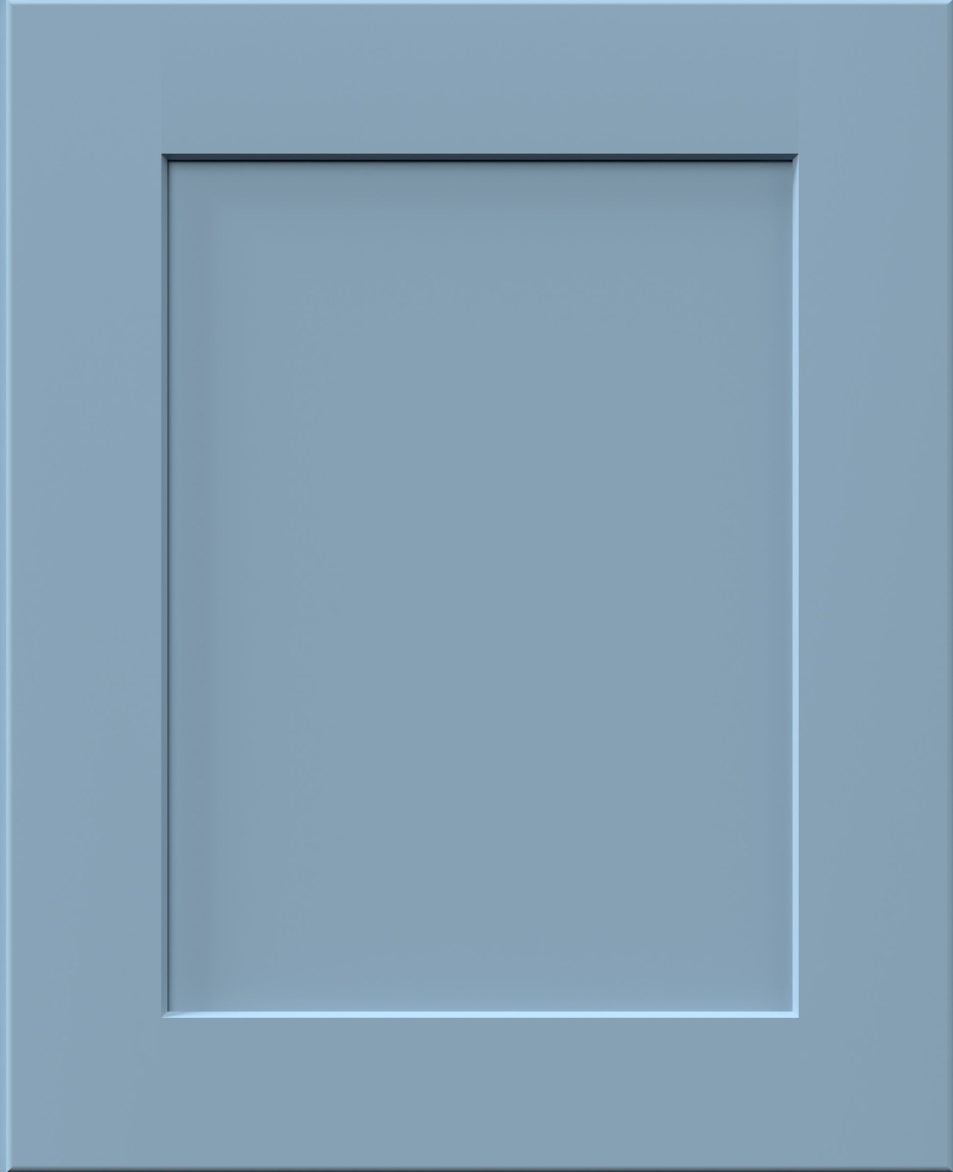 Fabuwood Galaxy Ocean Blue Small Sample Door- Shaker, light blue cabinet color. 