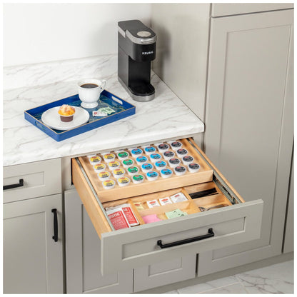 21" double coffee drawer for K-cups and Nespresso Pods