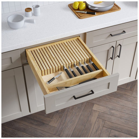 Knife block organizer to be inserted into drawer. KO18-B21. Trimmable