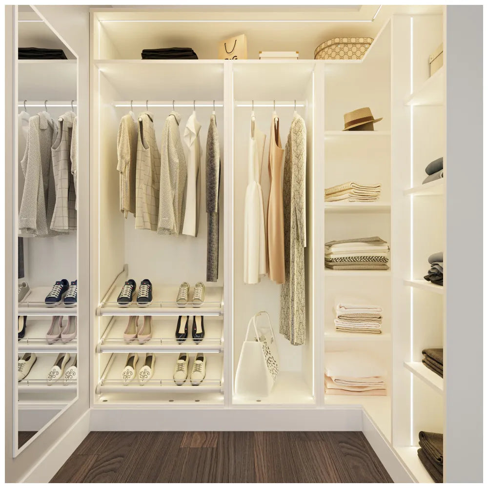 Closet Rod with Integrated LED Light in White